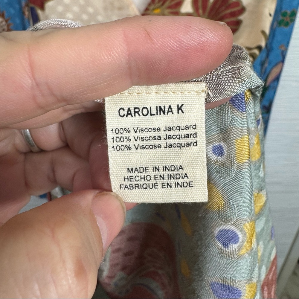 Carolina K Colorful Peacock Print Tunic Dress Art to Wear Art deco - Picture 15 of 16